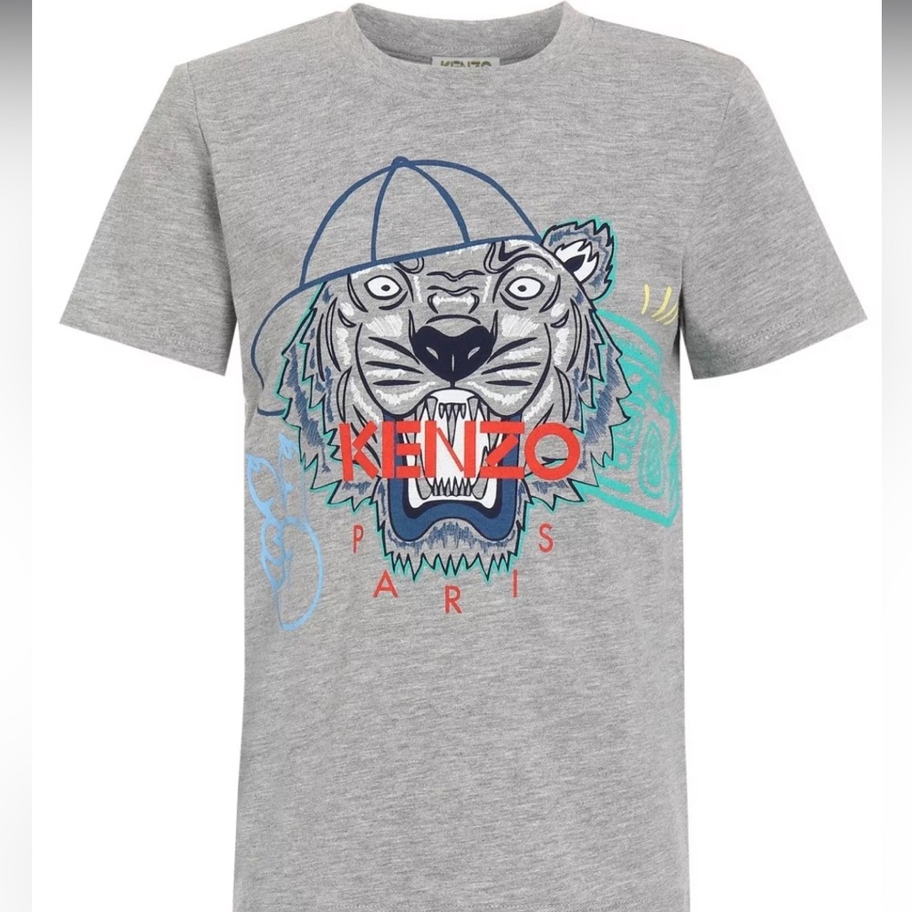 KENZO KIDS KENZO T-SHIRT TIGER GREY FOR BOYS
